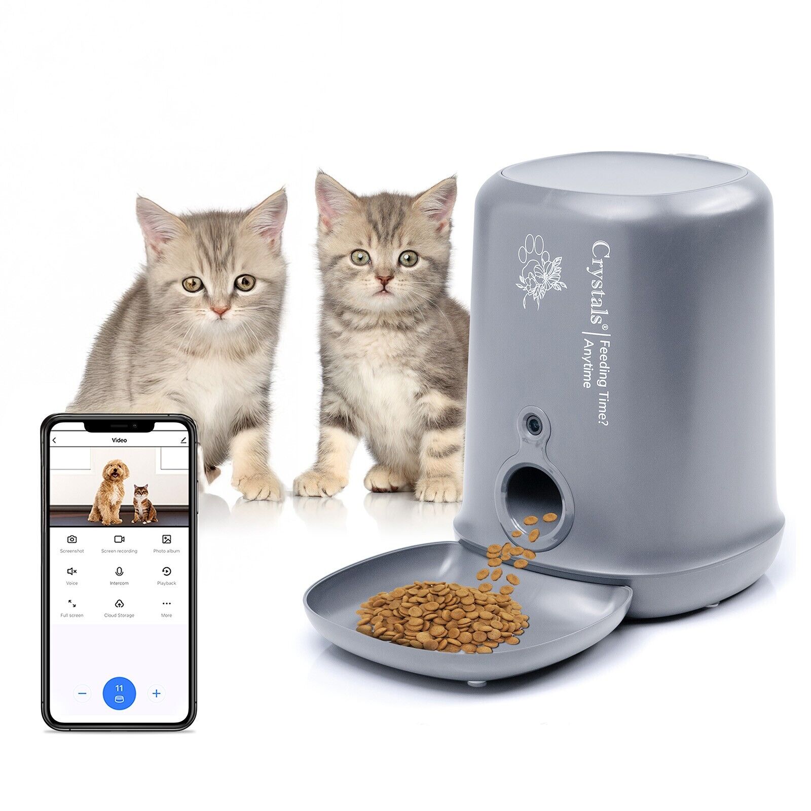 Dog Cat Feeder Automatic Dispenser 4L Pet Dry Food Bowl Dish With Wifi & Camera