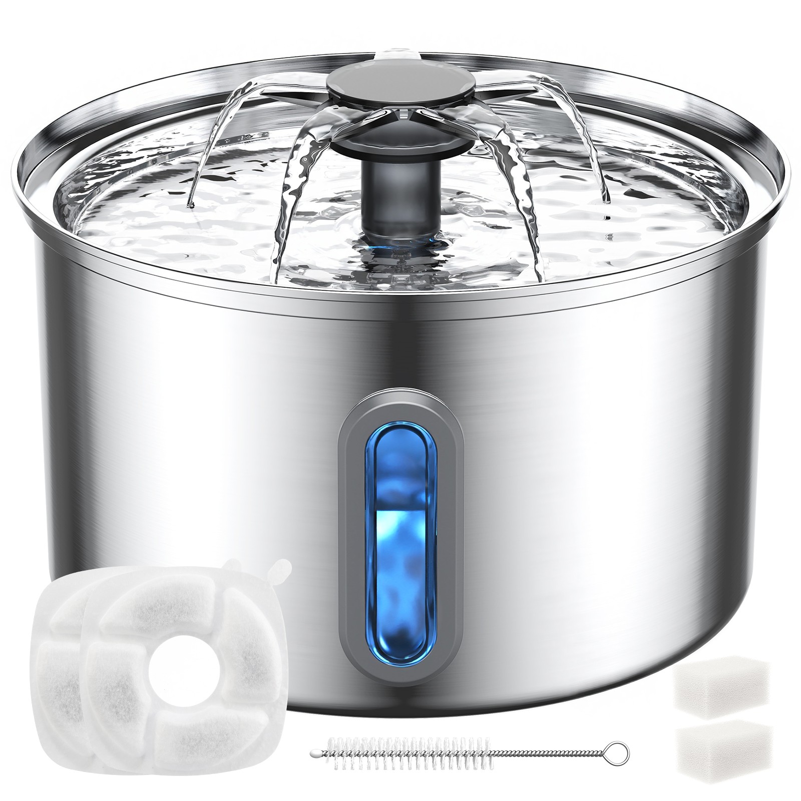 Lubluelu 3.5L Automatic Water Fountain Stainless Steel Cat Drinking Dispenser